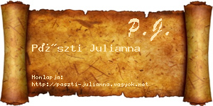 Pászti Julianna névjegykártya